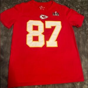 Nike Red Kansas City Chiefs Team Jersey with Number 87 Travis Kelce #taylorswift
